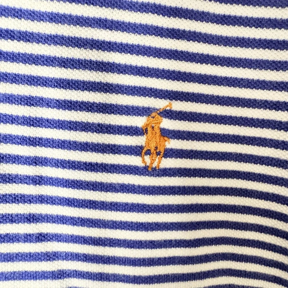 Polo Ralph Lauren Mens Classic Fit Striped Polo Shirt Royal Blue White Medium
